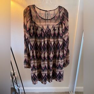 Long Sleeve Patterned Express Dress